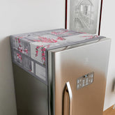 Kuber Industries Fridge Top Cover | Fridge Top Cover with Pockets | Refrigerator Top Cover for Kitchen | Fridge Top Cover with 6 Utility Pockets | Flower Fridge Top Cover | Gray